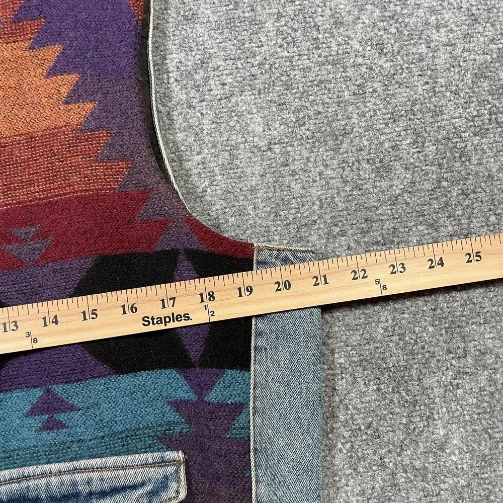 New River Co. Woven Vest Mens M Multicolor Southwestern Denim Back Made in USA